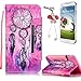 Produktbild Samsung S5 Hülle,Galaxy S5 PU Leder Flip Wallet Case Cover,Sunroyal Retro Elegant Schön Rosa Schwarz Traumfänger Feder Malerei Muster Entwurf Flip Magnetverschluss Wallet Kreditkarte ID Card Slots Handy Hülle mit Standfunktion Strip Bookstyle Handyhülle Tasche PU Schutz Etui Folio Schutzhülle für Samsung Galaxy S5 + Bling Glitzer Diamant Staub Stecker und Displayschutzfolie