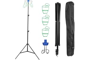 YOBOAMIC IV Pole Stand with 4 Hooks, Retractable Drip Bag Stand, Portable Intravenous IV Stand Infusion Stand, Collapsible Tripod IV Drip Stand for Hospitals, Clinics, Home Care