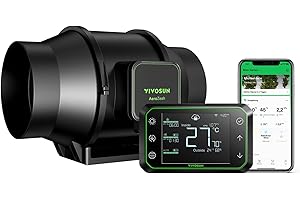 VIVOSUN Rohrventilator 150mm Abluftventilator 688m³/h mit EC-Motor und GrowHub E42A WLAN-Controller AeroZesh S6 Ventilator Growbox Rohrlüfter für Growzelte und Hydroponiksysteme