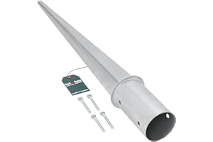 KOTARBAU® Support de Poteau a Enfoncer Rond Ø 80 mm Longueur 750 mm Support Poteau Bois Pied de Poteau Galvanisé à Chaud Acier Argent Ancre à Enfoncer Fixation Poteau Bois