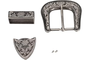 ZERODIS Hebilla de vaquero occidental, estilo vintage, hecha a mano, aleación tallada, hebilla de cinturón, vaquero occidental, hebilla de cinturón de plata antigua para repuesto o artesanía de cuero