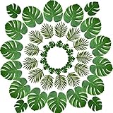 Paket beinhaltet: Monstera Blätter (groß - 12pcs, mittel - 12pcs, klein - 12pcs) + 12pcs tropischen Palmblättern