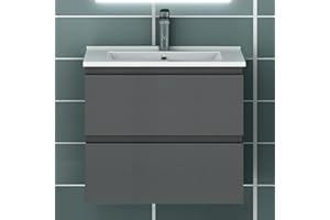 Acezanble Waschtisch mit Unterschrank 60 cm Badmöbel Hängeschrank Anthrazit