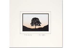 JOHN SPEIGHT'S PAPERCUTS The Robin Hood Tree, Sycamore Gap, Hadrian's Wall (Landscape Version) Original Signed Hand-Cut Silhouette Papercut Art by John Speight