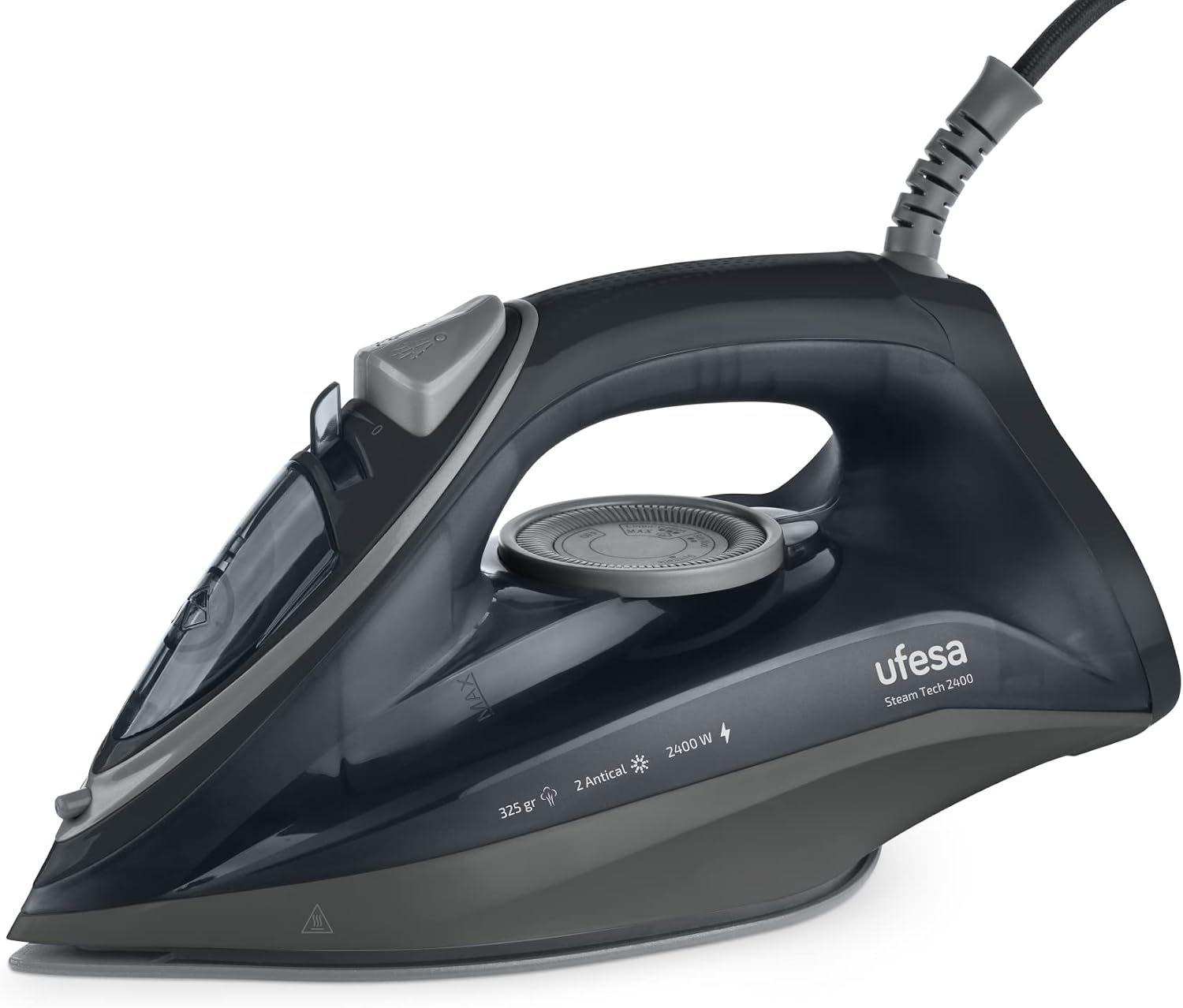 Ufesa Steam Tech 2400 Plancha de Vapor 2400W, Golpe de Vapor Max 120gr y Constante 0 - 30gr/min, Suela Cerámica, Doble Sistema Antical, Antigoteo, Negro, Exclusivo Amazon