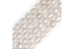 GEM-INSIDE CREATE YOUR OWN FASHION SHGbeads Natürlicher, weißer klarer Quarz-Edelstein, facettiert, rund, 8 mm, Halbedelstein, lose Perlen für Schmuckherstellung, 38,1 cm