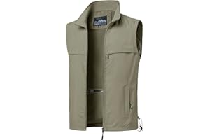 MeiLayM Uomo Gilet da Pesca All'aperto Gilet Multitasche Gilet Estivo ad Asciugatura Rapida Gilet Sportivo con Zip Fotografia Campeggio Caccia Alpinismo Giacca Senza Maniche
