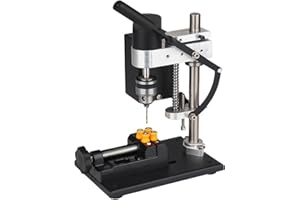VOBOR Mini Taladro Columna, 200W Taladro de Banco Eléctrico Ajustable de 7 Velocidades, Ajuste Altura de 50mm, Taladro de Prensa Vertical para Taladrado Directo de Metal, Madera