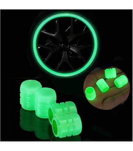 10x Bouchons Valve Phosphorescents Jaune Fluo Schrader - Pneus Vélo Moto Voiture Quad Trottinette