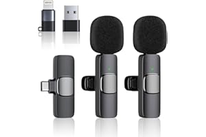 LUPATDY Lavalier Mikrofon Kabellos, Plug and Play Mini Mikrofon Bluetooth, USB C Mikrofone für iPhone IPad Android für Live,Videoaufzeichnung,YouTube,Vlog