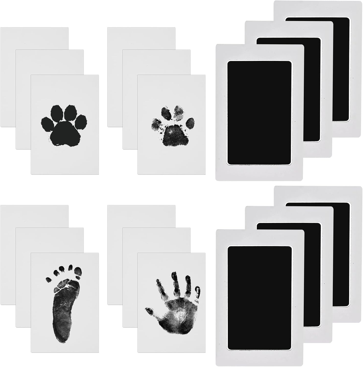 Nabance Baby Handprint and Footprint Kit, Safe Non-Toxic, 6 Baby Inkless Print Pads, 12 Imprint Cards, Dog Pet Paw Print, Imprint Kit, Newborn Keepsake Kit - Black
