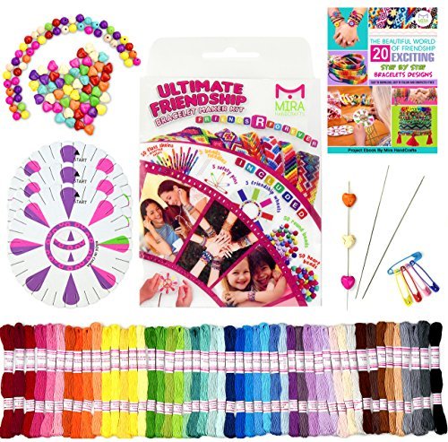 Premium Friendship Bracelets Maker - Large 161 Piece Bracelet/Jewelry Making Kit - Best Birthday/Christmas Gifts - FREE 20 Bracelets Patterns E-Book DIY for Kids