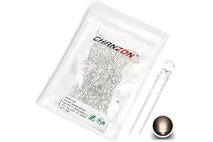 Chanzon 100 pcs 3mm Blanc Chaud LED Diode Lumières (Court Rond Transparent DC 3V 20mA) Lumineux Ampoule Lampes Composants Électroniques Indicateur Diodes Émettrices De Lumière