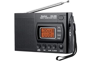 Eachui Tragbarer AM FM Radio, Kleines Radio mit Lautsprecher, Kopfhörerbuchse, Sleep-Timer, Alarm Wecker, batteriebetrieben