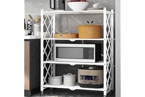 tonchean 4 Tier Shelving Unit Foldable Storage Metal Rack Space Saving Shelf Cart Heavy Duty Shelving Unit with 4 Rolling Casters for Kitchen Garage Pantry Living Room Closet 27.5 * 13.3 * 50 inch