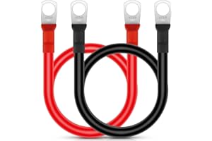 EEEKit 2 Cavi Inverter Batteria per Auto 50cm 4 AWG, Cavi Batteria per Auto con terminali ad Anello M10 Filo Flessibile in Rame per Camion, Moto, energia Solare