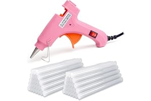 HDAKDDHG Hot Glue Gun, Mini Glue Gun for Crafting, 50pcs Glue Sticks, Fast Heating,for Kids Crafts,Christmas DIY,Card, Plastic, Fabric, Home Office Repairing,20W,Pink