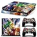 Produktbild THTB Playstation 4 + 2 Controller Aufkleber Schutzfolie Set - Lego Marvel Avengers /PS4