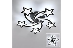 GOECO Plafonnier LED, 60W 6700LM Luminaire Plafonnier Moderne avec 5 Lumineuses 6500K Lumière Blanche Froide, Lustres LED Lampe de Plafond pour Salon, Chambre des Enfants,Noir, Dia. 65cm