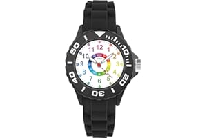 DTKID Orologio Bambino, Orologi Analogici al Quarzo per Bambini, Orologi Educativi per Ragazzi e Ragazze con Ghiera Girevole Cinturino in Silicone 4-15 Anni