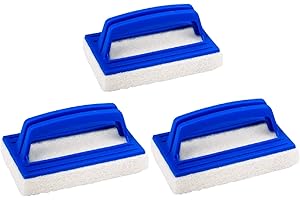 jiuzcare Lot de 3 brosses à éponge de piscine en plastique - Avec poignée - Bleu