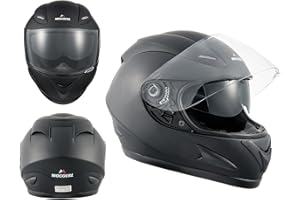 MOCOERL Integralhelm, Motorradhelm ECE Zertifiziert - Maximale Verkehrssicherheit, Robuster & Leiser Motorrad Helm, Kinn & Kopf Belüftung, Ratschenverschluss, Klares Visier