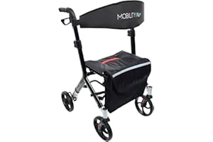 ‎MOBILITY PLUS+ DR10+ Design-Rollator - Indoor und Outdoor Rollator - Gehwagen in trendigem Design - klappbar, Höhe einstellbar und inkl. Tasche - Schwarz