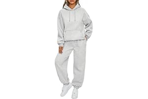 NLAND Chandal Mujer Invierno con Forro Polar Conjunto Deporte 2 Piezas con Capucha Sudadera y Pantalones Casual de Otoño Invierno