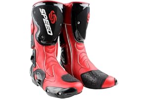 MSPORT Bottes de Moto Racing – Bottes de Motocross Professionnelles, Antidérapantes, Respirantes et Imperméables