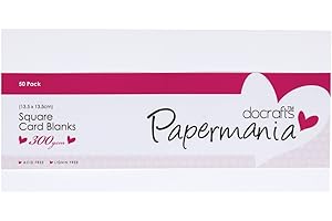 Papermania Biglietto e busta quadrati vuoti, confezione da 50, bianco (l'imballaggio può variare)