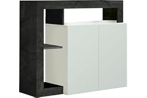 Web Convenienza Madia con Ante Moderna Bianca Lucida Made in Italy - Collezione Hamburg per Soggiorno e Sala da Pranzo (2 Ante, Ossido)