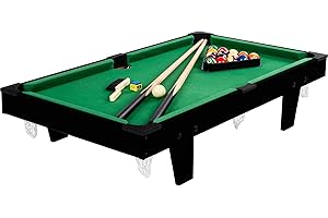 GAMES PLANET Mini Billard Micro avec Accessoires (2 queues, Boules, Triangle, Craie, Brosse), 3 décors, Dimensions : 92 x 52 x 19 cm