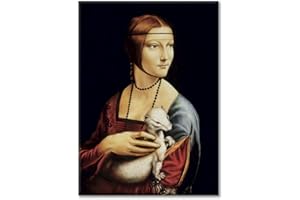 LABORATORIO 102 Quadro su Tela Leonardo Da Vinci Dama con L'Ermellino 60x40cm 1488-1490 - Stampa Artistica da Parete con Telaio Classic 2 cm Legno Abete - Quadro Moderno Pronto da Appendere