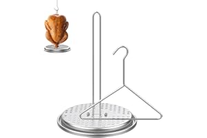 BBQration Turkey Chicken Poultry Rack Set for Deep Frying, Turkey Fryer Base with Handle Lifter Hook for Deep Fry Pot and BBQ, Turkey Fryer Pot Hook