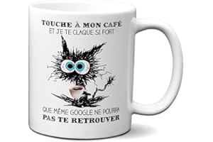 L'Esprit Des Anges Céramique Tasse-Mug Cadeau Humour - Touche à mon Café et je te Claque - Original Amusant Rigolo