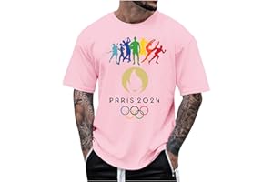 GÉNÉRIQUE Joixfx T Shirt pour Homme Imprimé 2024 Tee Shirt Jeux-Olympiques-Paris T Shirt à Manches Courtes Col Rond Vêtements Sportswear Chemisier Hauts Été Décontracté Léger Chemise Mode Respirant