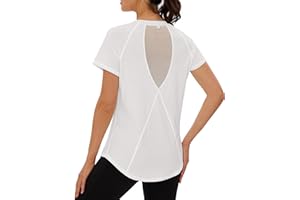 Terecey Gym Tops Women, Sports T-Shirt Workout Yoga Tops, Short Sleeve Lightweight Moisture Running Top for Ladies with Back Mesh S-3XL