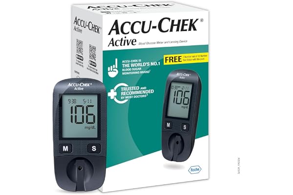 Accu-Chek Active Blood Glucose Glucometer Kit With Vial Of 10 Strips, 10 Lancets And A Lancing Device Free For Accurate Blood