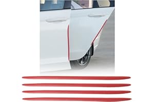 JHCHAN Bumper Guard Trim Strips, 4PCS Car Door Edge & Handle Protectors - Universal Accessories Fit for All Cars/SUV/Vans/Pickups, Carbon Fiber Texture Anti Scratch Trim, Easy Install (Red, 41cm)