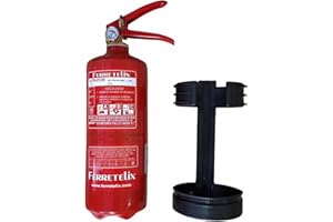 Ferretelix® Estintore a polvere ABC 2 kg | Omologato CE | Include staffa di montaggio | Uso domestico, veicoli, uffici e negozi (peso totale 3 kg)