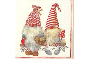 IHR Friendly TOMTE red Christmas Elves Gnomes Luncheon Paper Table Napkins 20 in a Pack 33cm Square