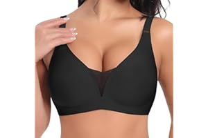 Dwevkeful Reggiseno Senza Ferretto Donna Invisibile Sportivo Reggiseni Pizzo Scollo a V con Imbottitura Bralette Seamless Cinghie Regolabili Base Top Corsetto