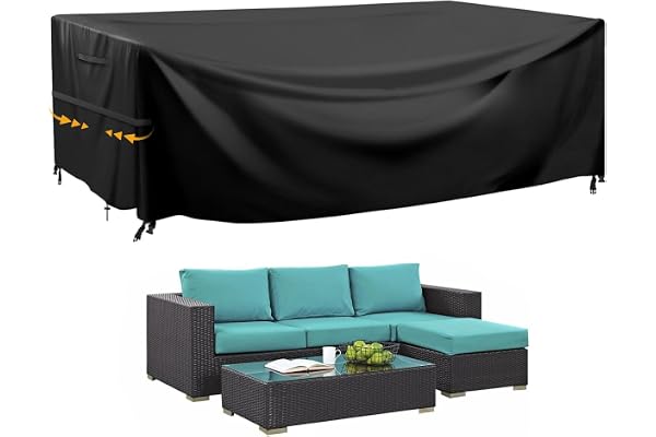 GARPROVM Housse Salon de Jardin exterieur, 600D Oxford Tissu Imperméable Bâche de meubles d'extérieur, Housse de Protection pour Mobilier Bâche de Table et meuble de jardin, 200x165x80cm