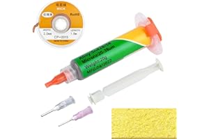 NEKTORICA Pasta de Soldadura Sn42Bi58 20g para Electrónica – Flux Profesional No-Clean para Soldar SMD/PCB/Componentes – Incluye Malla Desoldadora 2mmx1,5m y Esponja – Flujo de Soldar Preciso y de Alta Fluidez