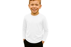 Re Tech UK - Kids Long Sleeve T Shirt for Boys and Girls | Lightweight Crewneck Tee for Layering or Everyday Wear | Plain, Stretchy, Soft Touch Top for School, Play or Lounging