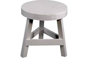 Geko White Three Legged Stool Standing at 23 cm High, Wood, 23 x 23 x 30 cm