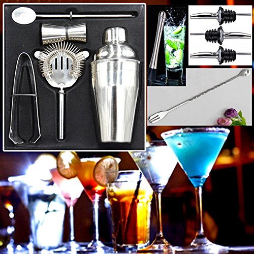 Der Wolf Moon® Cocktail maker set 11 PCE Home Cocktail Making Kit mit Manhattan Cocktail Shaker Bar Maßnahmen, Twisted Bar Löffel, Stößel, Mixer, Flasche Ausgießer, Ice Sieb & Ice Zange + Sexy Cocktails eBook - 2