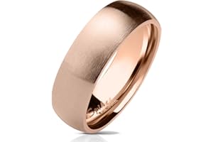 Les Plaisirs de Stella Bague en Acier Inoxydable Rosé - Aspect Brossé Finition Mat - Poli à l'Intérieur - 6mm - Taille 50 a 70 - Mixte Homme/Femme