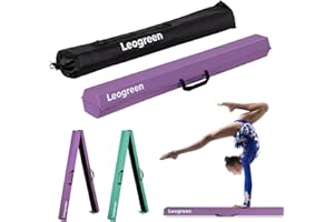 Leogreen Poutre Gymnastique Pliable 240/270cm Cuir de PU Poutre d'équilibre Equipement d'entraînement de Gymnastique avec Fond Antidérapant pour Enfants, Débutants et Gymnastes Professionnels