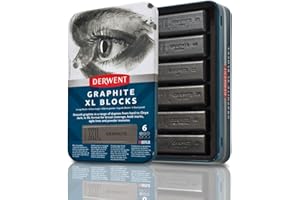DERWENT Graphite - Boîte de 6 Craies Graphite Aquarellables au Format XL (60 mm), pour Croquis / Dessin / Marques Expressives, Qualité Professionnelle, 2306195